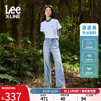 Lee XLINE23天丝浅蓝女高腰阔腿牛仔裤凉凉裤LWB005533199 浅蓝色 27