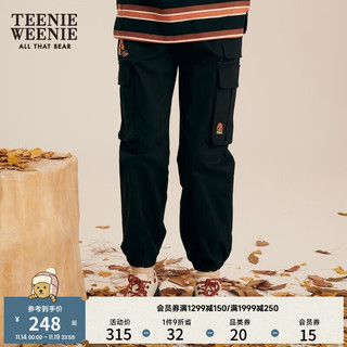 Teenie Weenie小熊休闲裤工装风束脚裤宽松韩版女秋冬 黑色 165/M