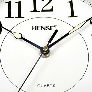 汉时（Hense）夜光座钟客厅装饰台钟床头钟办公室挂表家用简约创意石英钟表HD22 咖啡色（高度33cm)