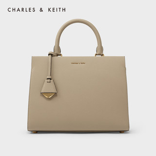 CHARLES&KEITH大容量通勤吊牌饰托特包手提包包单肩包女CK2-50160095-2 Sand沙色 L