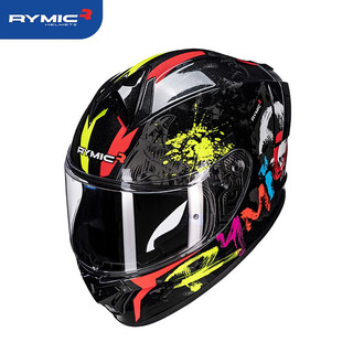 RYMIC 男摩托车头盔 R977-2黑灰霓虹 L