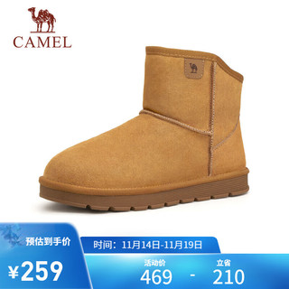 CAMEL 骆驼 男士高帮雪地靴加绒加厚保暖棉鞋 G13W223110 黄色 42