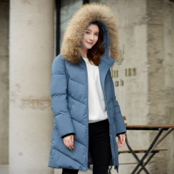 冰洁bengen羽绒服女中长款大毛领加厚小个冬装外套