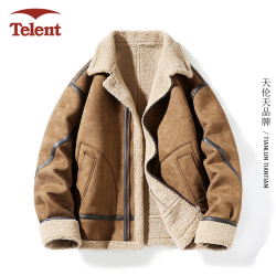 抖音超值购telent天伦天羊羔绒外套冬季男新款潮夹克宽松抓绒衣加厚