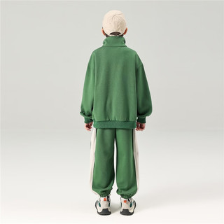 雪中飞儿童套装男童休闲两件套酷帅洋气运动卫衣卫裤潮童装 绿色 130