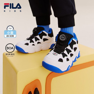 FILA 斐乐 童鞋儿童休闲鞋冬小童男女童时尚运动鞋篮球鞋 黑色/斐乐白-BW 32码/内长20.0cm