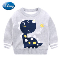 迪士尼（Disney）宝宝毛衣童装男童针织衫双层棉线毛衣恐龙系列时尚保暖针织衫 灰色 140cm