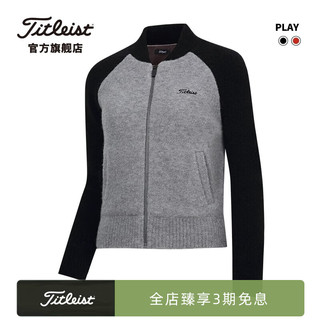 Titleist泰特利斯高尔夫服装女士针织外套23冬季PLAY女装保暖立领羊毛夹克 黑色 S