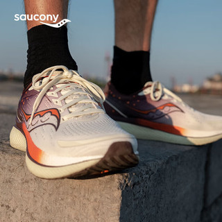 Saucony索康尼啡速3跑步鞋男女马拉松竞速训练缓震运动鞋米棕40.5