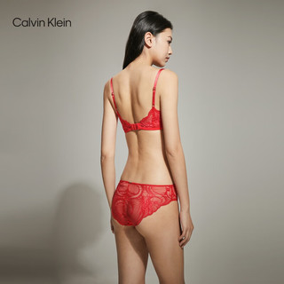 Calvin Klein【龙年黑标系列】CK内衣女新年蕾丝无钢圈三角文胸QF7530AD XAT-夕阳红 L