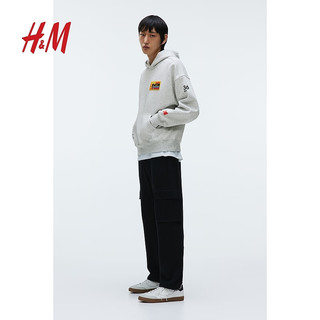 H&M男装卫衣美式摇滚乐队印花柔软加绒连帽衫1117750 混浅灰色/Kodak 175/100A