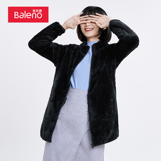 班尼路（Baleno）开衫布绒外套女洋气立领拉链外套修身上衣 【00A】 【S】