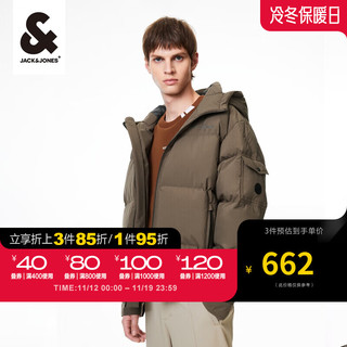 杰克·琼斯（JACK&JONES）23冬季商务连帽立领保暖短款防风休闲羽绒服外套男223412064 E10栗褐色 180/100A/L