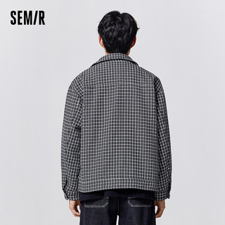 森马（Semir）毛呢男经典格子日常通勤宽松翻领外套 灰色调00322 180/96A/XL