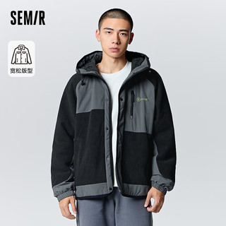 森马（Semir）x超级植物外套男款时尚翻领夹克 黑灰色调00392 165/84A/S