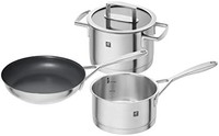 ZWILLING 双立人 Vitality 烹饪锅套装 带 3 个平底锅、8 件、4 个盖子 适用于电磁炉 不锈钢 银色