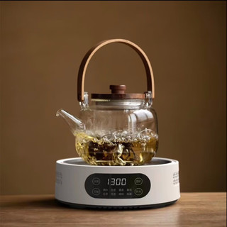 Micur 米厨 电陶炉围炉煮茶家用迷你养生茶摩卡壶防烫防水可定时触摸1300W 象牙白单炉