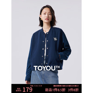 TOYOUTH 初语 短款立领棒球服外套女2023秋季新款复古休闲夹克秋天外穿外搭 藏青色 L