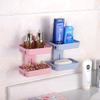 怡欣 免打孔肥皂盒卫生间沥水创意壁挂香皂架浴室置物架吸盘双层肥皂架