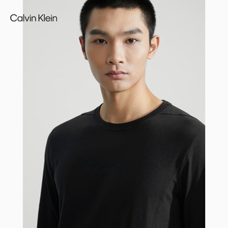 Calvin Klein【吸湿运动】运动男士简约字母跑步长袖T恤4MS3K200 001-太空黑 L