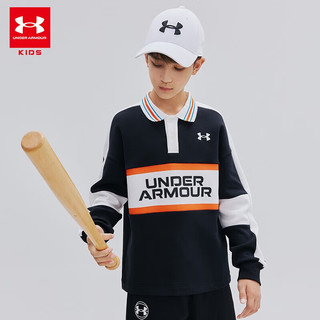 安德玛（Under Armour）秋季儿童棒球服男女童休闲POLO衫帅气运动百搭上衣 黑色 150cm