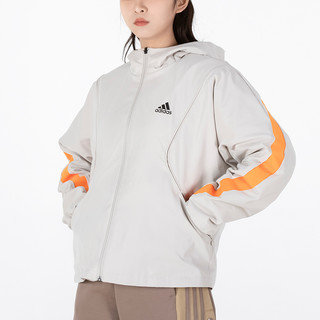 阿迪达斯（adidas）外套女 运动休闲服保暖防风衣连帽开衫透气夹克上衣 HF2467/矾土棕/加绒 S/160/84A