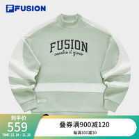 FILA FUSION斐乐潮牌女子针织套头衫2023冬时尚休闲纯棉卫衣 茶摩绿-LG 165/84A/M