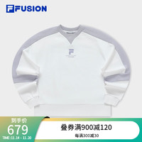 斐乐（FILA） FUSION潮牌女子针织套头衫2023冬时尚宽松拼接卫衣 标准白-WT 155/76A/XS