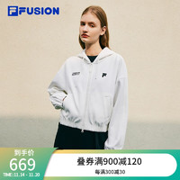 斐乐（FILA） FUSION潮牌女子针织连帽外套时尚宽松上衣 纶度白-WT 170/88A/L