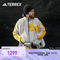 adidas阿迪达斯TERREX男装秋季仿羊羔绒抓绒户外夹克外套 米白/黄 A/S