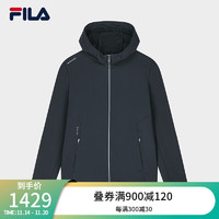 FILA 斐乐男士针织连帽外套2023冬基础简约加绒休闲上衣 正黑色-BK 190/108A/XXXL