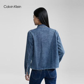 卡尔文·克莱恩 Calvin Klein Jeans女士贴袋纯棉修身牛仔衬衫J223851 1A4-牛仔浅蓝 M
