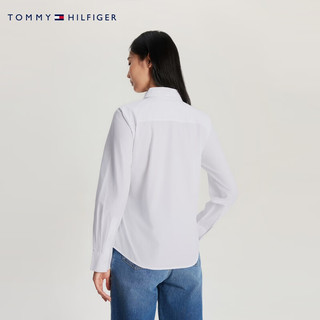 TOMMY HILFIGER女装纯棉小绣标职场合身版休闲白衬衫WW0WW39673 白色YCF 38（L）