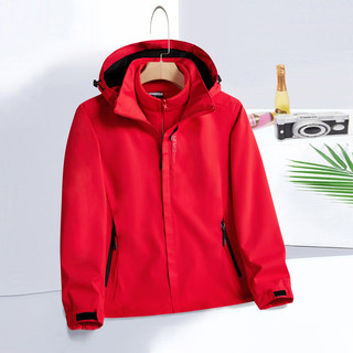 真维斯三合一可拆卸潮牌休闲舒适冲锋衣夹克外套EI 红色2200 180/96A/XL