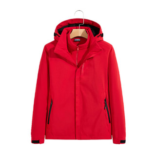真维斯三合一可拆卸潮牌休闲舒适冲锋衣夹克外套EI 红色2200 180/96A/XL
