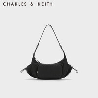 CHARLES&KEITH23冬季蝙蝠包尼龙拉链口袋腋下包机车包女CK2-20782270 CK2-20782270-1Noir黑色 S