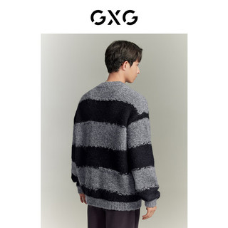GXG男装 撞色条纹宽松大廓版男式毛衣针织衫冬季 黑灰条 170/M