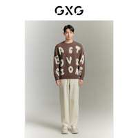 GXG 微廓撞色字母提花圆领毛衣