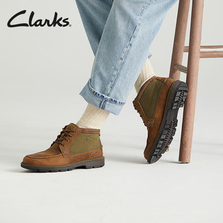 Clarks其乐枫徒系列男鞋经典防水高帮休闲户外耐磨登山靴防水增高厚底 棕色 261759017 42.5