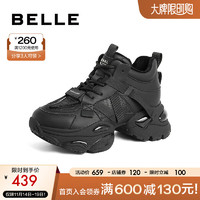 BeLLE 百丽 撞色老爹鞋女增高运动休闲鞋A4V1DCM3 黑色（高帮款）-薄绒A4V2D 37