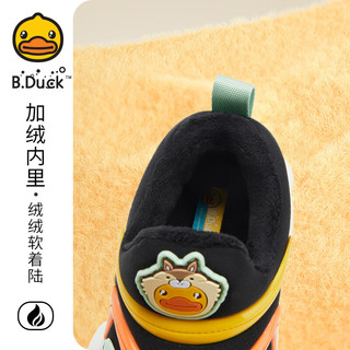 B.Duck小黄鸭童鞋儿童学步鞋男女童冬季二棉鞋毛毛虫运动鞋5001米色30