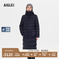 AIGLE艾高20WR防泼水户外保暖中长款鹅绒羽绒服外套女 海军蓝 AX482 40(170/92A)