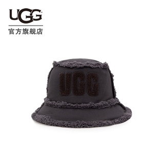 UGG女士帽子休闲舒适纯色毛茸圆帽渔夫帽 22655 INK  墨黑色 L/XL