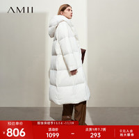 AMII2023冬铂金鸭绒长外套宽松连帽面包服加厚大衣 米白 165/88A/L