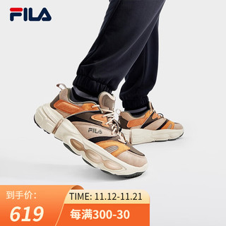 FILA 斐乐 官方ET男鞋复古运动鞋2023冬季新款异行鞋休闲鞋厚底鞋 本布褐/腰果棕-GC 39