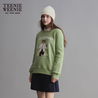 Teenie Weenie小熊冬学院风舒适圆领卫衣上衣女 浅绿色 170/L