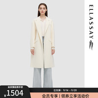 ELLASSAY歌力思冬100%绵羊毛中长款大衣女EWD343D00300 象牙白 XS（11.21）