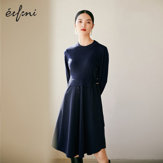 伊芙丽（eifini）【商场同款】连衣裙2022年冬季假两件打底裙1CB193581 藏青 155/80A/S