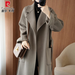 pierrecardin皮尔卡丹皮尔卡丹2023秋冬高端双面羊绒大衣女中长款加厚