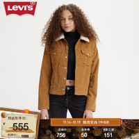 Levi's李维斯女士灯芯绒棉服外套气质毛领复古保暖时尚 棕色 S